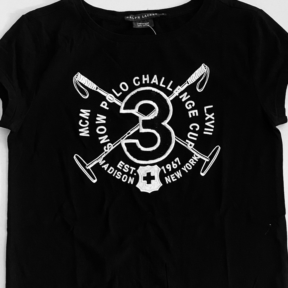 Ralph Lauren Snow Polo Challenge Cup Embroidered Tee- Small